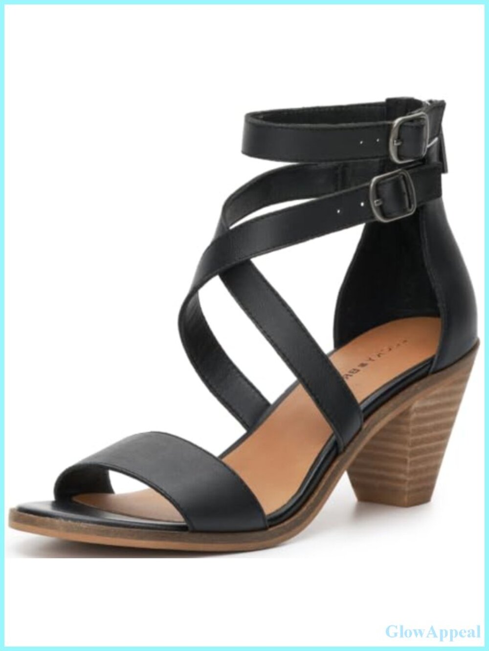 Womens Leather Ankle Strap Block Heel Sandal Dressy Casual